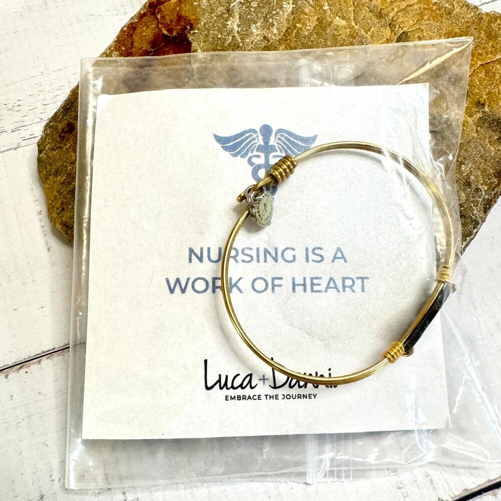 NEW Luca + Danni Nurse Bangle Bracelet w/Card Nursing RN Gift Gold & Silver Tone